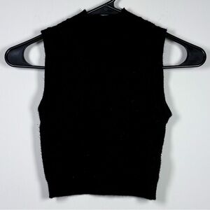 Black Sleeveless Mock Neck Crop Top Sweater